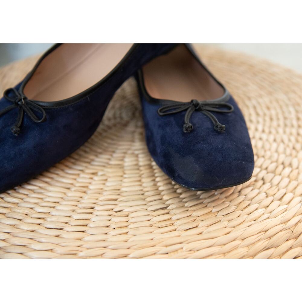 Cole Haan Classic Ballerina Flats Navy Suede Square Toe Size 9B Leather Liningng - Picture 6 of 10
